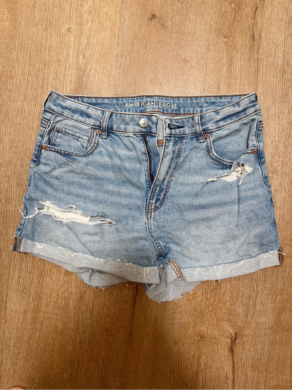 American Eagle Outfitters Light Wash Distressed Denim Shorts